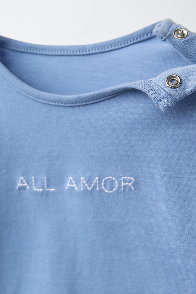 THREE-PACK OF STRIPED T-SHIRTS WITH EMBROIDERED TEXT