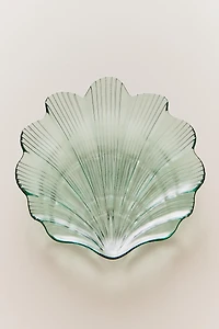 WAVY SHELL GLASS SERVING DISH