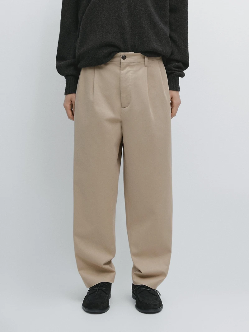 Cotton blend darted trousers