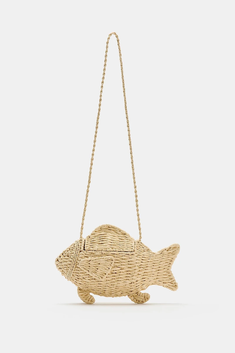 FISH-SHAPED WOVEN EFFECT BAG