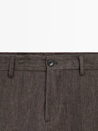 Pantalon total look lin délavé