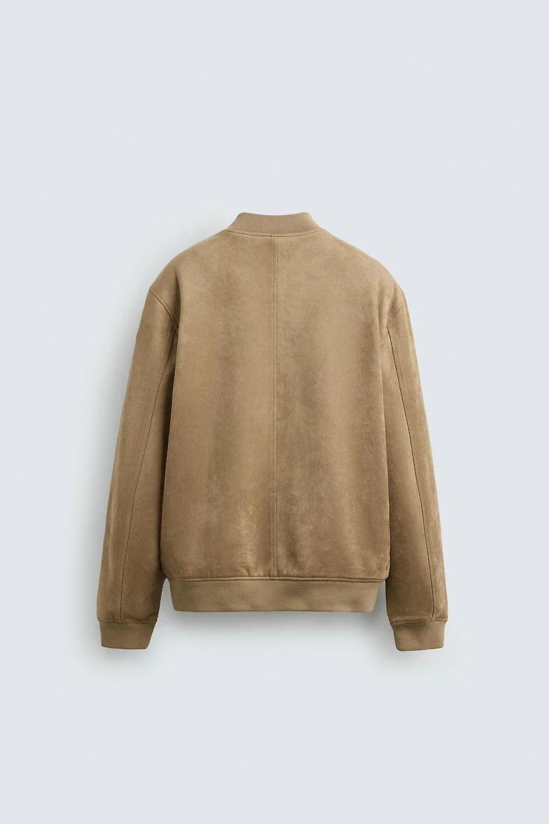 FAUX SUEDE BOMBER JACKET