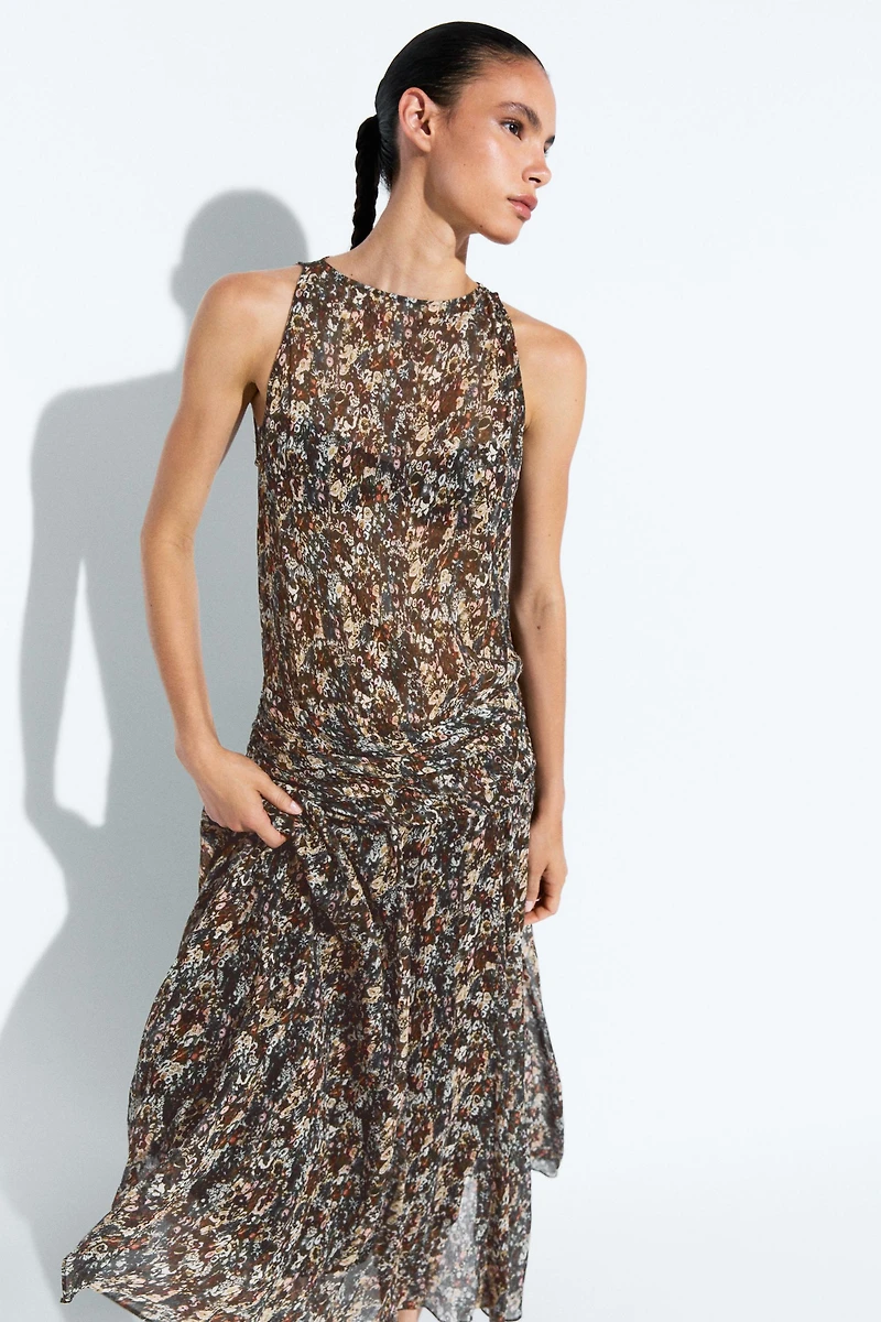 Printed dress with sash detail