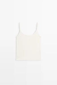 Cotton blend strappy top