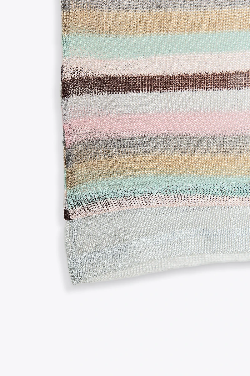 METALLIC THREAD STRIPED TOP