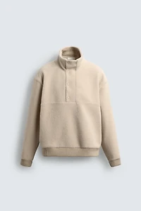 COMBINATION FAUX SHEARLING SWEATSHIRT