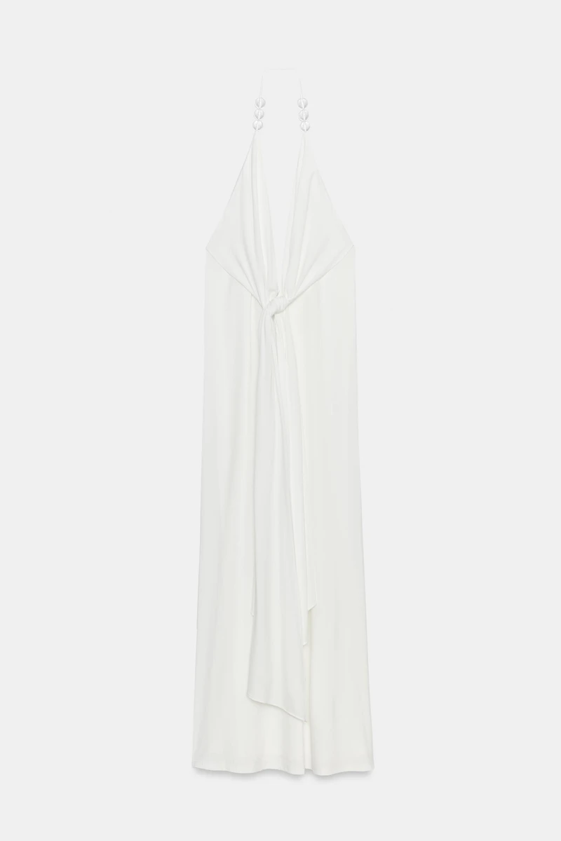 BEADED HALTER MAXI DRESS