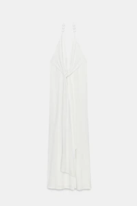 BEADED HALTER MAXI DRESS