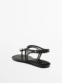 Mesh sandals with rhinestone detail