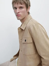 Suede leather overshirt
