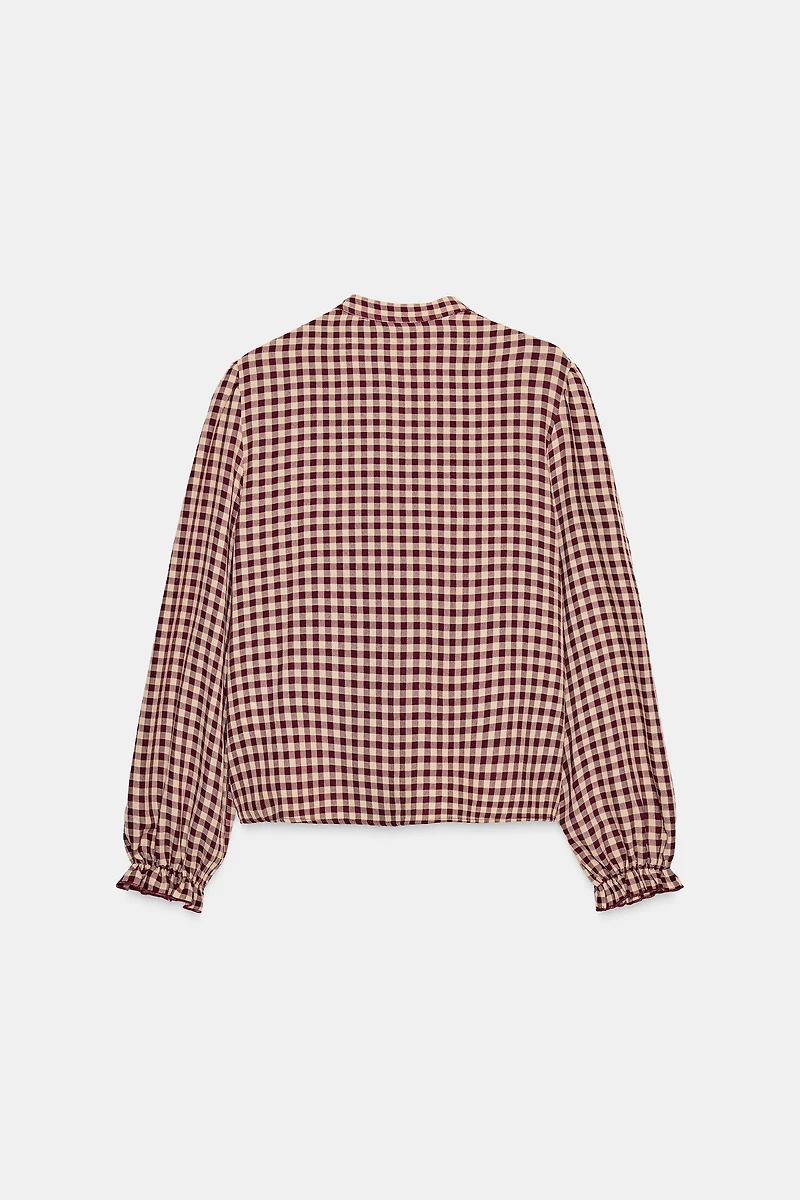 PLAID RUFFLED BLOUSE