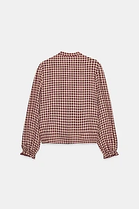 PLAID RUFFLED BLOUSE