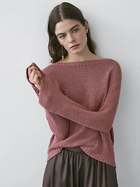 Pull en maille col bateau