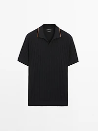 Ribbed knit polo shirt