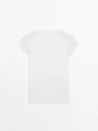 Cotton T-shirt with short raglan sleeves