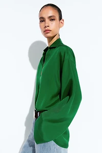 Long sleeve flowing polo shirt