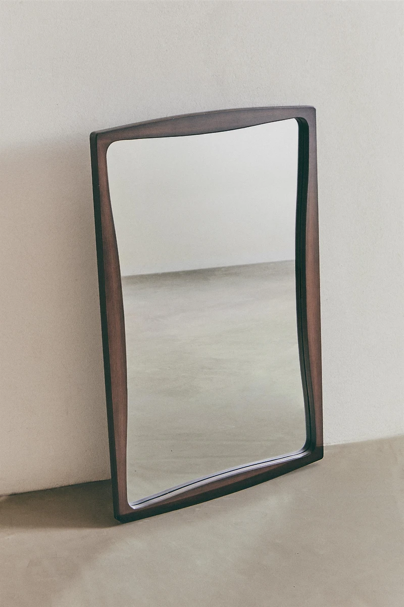 WAVY WOODEN WALL MIRROR