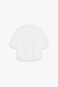 SHORT SLEEVE EYELET EMBROIDERED SHIRT