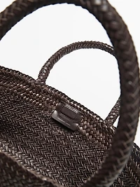 Tote bag tressé en cuir nappa