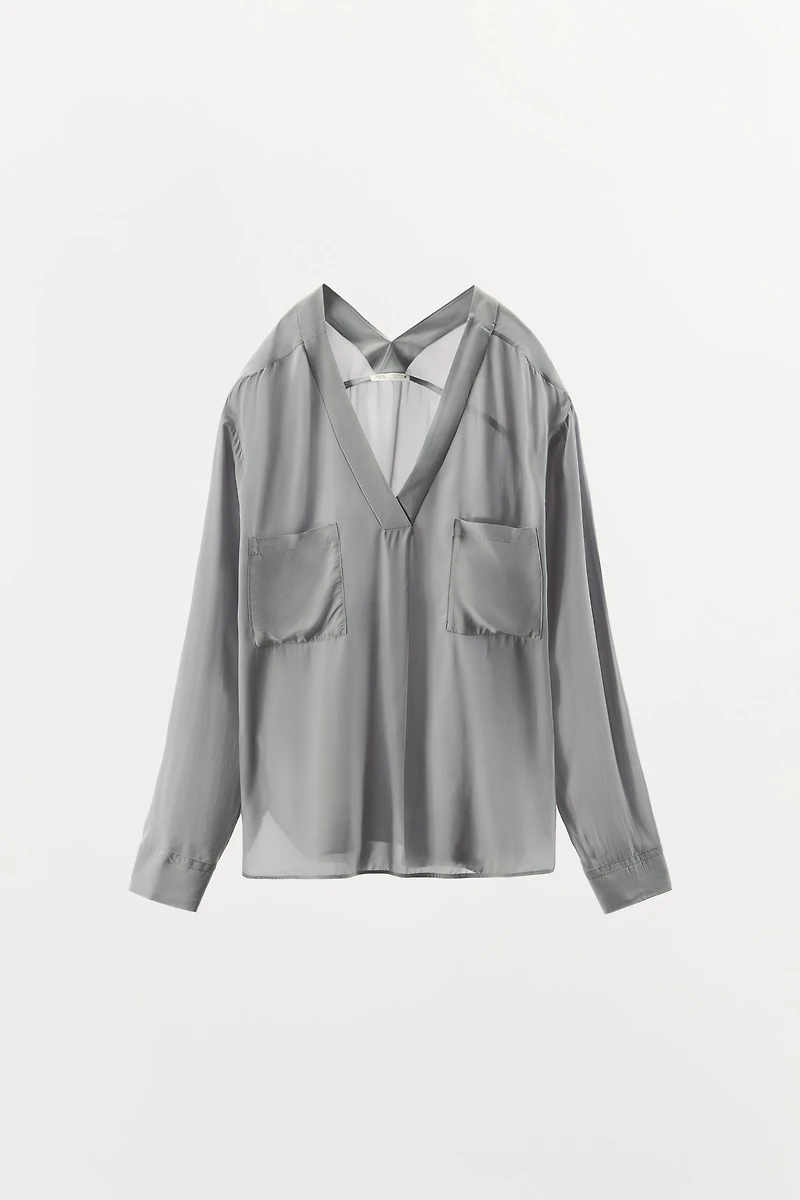 CHEMISE STYLE PYJAMA 100% VISCOSE À POCHES
