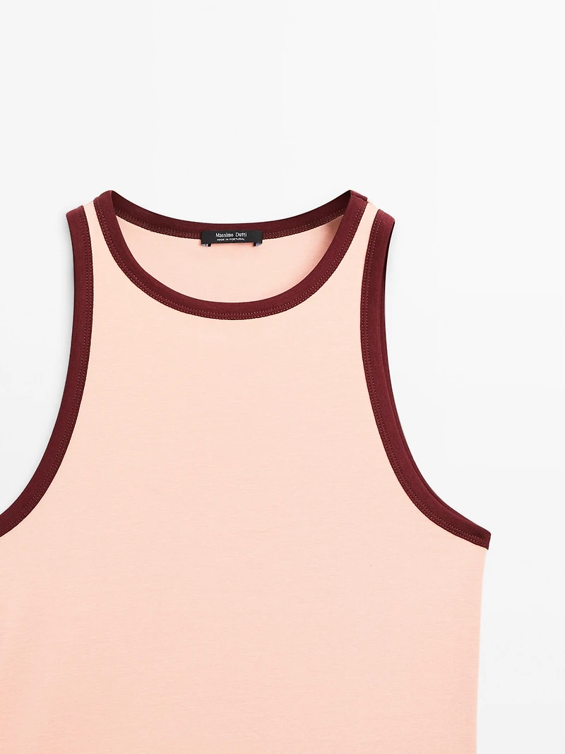 100% cotton halter top with contrast detail