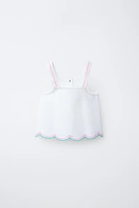 CROSS-STITCH FLORAL TWILL TOP