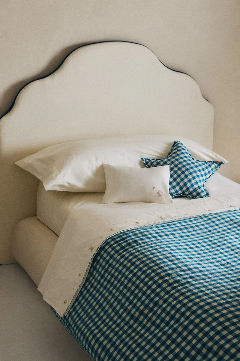 KIDS' CHECKED CHIFFON DUVET COVER