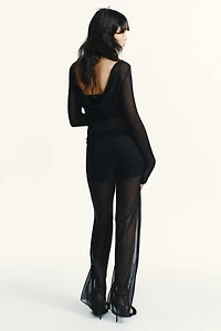 SEMI-SHEER FLOWY PANTS