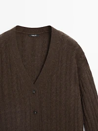 Cardigan en maille tressée de laine mélangée