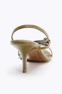 STRAPPY HEELED SANDALS WITH METAL DETAIL