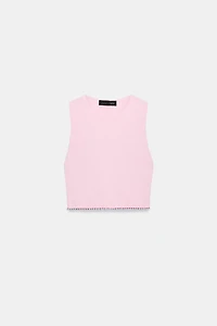 BEADED KNIT CROP TOP