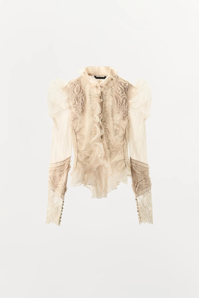 ZW COLLECTION LIMITED EDITION COMBINATION RUFFLE SHIRT