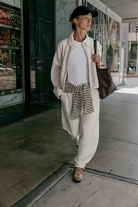 PLEATED FLEECE BOMBER JACKET