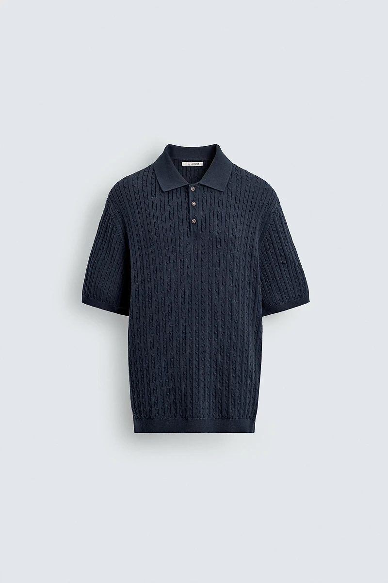 REGULAR FIT KNIT TEXTURED POLO