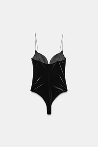 VELVET STRAPPY BODYSUIT