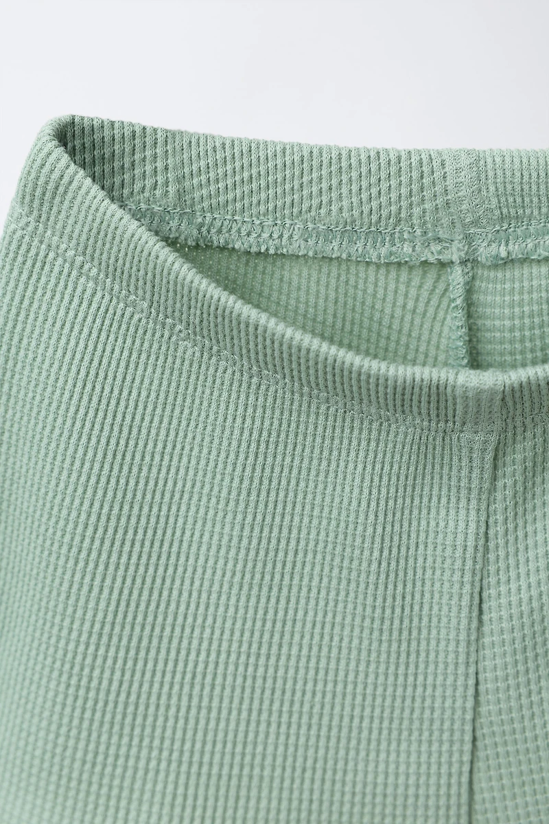 PLAIN WAFFLE T-SHIRT AND BERMUDA SET