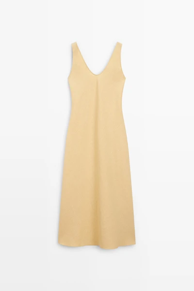 Robe midi à bretelles en lin