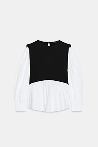 COMBINATION POPLIN BLOUSE