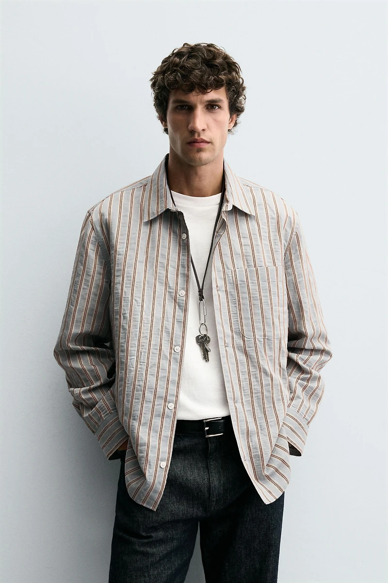 STRIPED FLOWY SHIRT