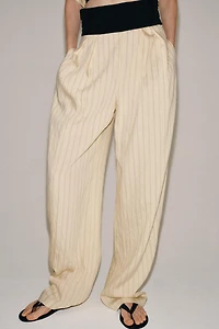 PANTALON À CEINTURE LARGE RAYURES ZW COLLECTION