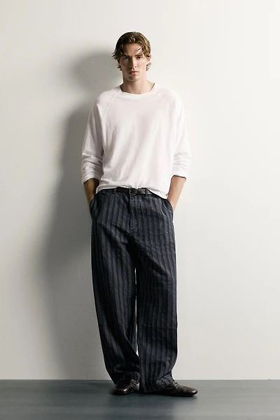 STRIPED RELAXED-FIT CHINOS