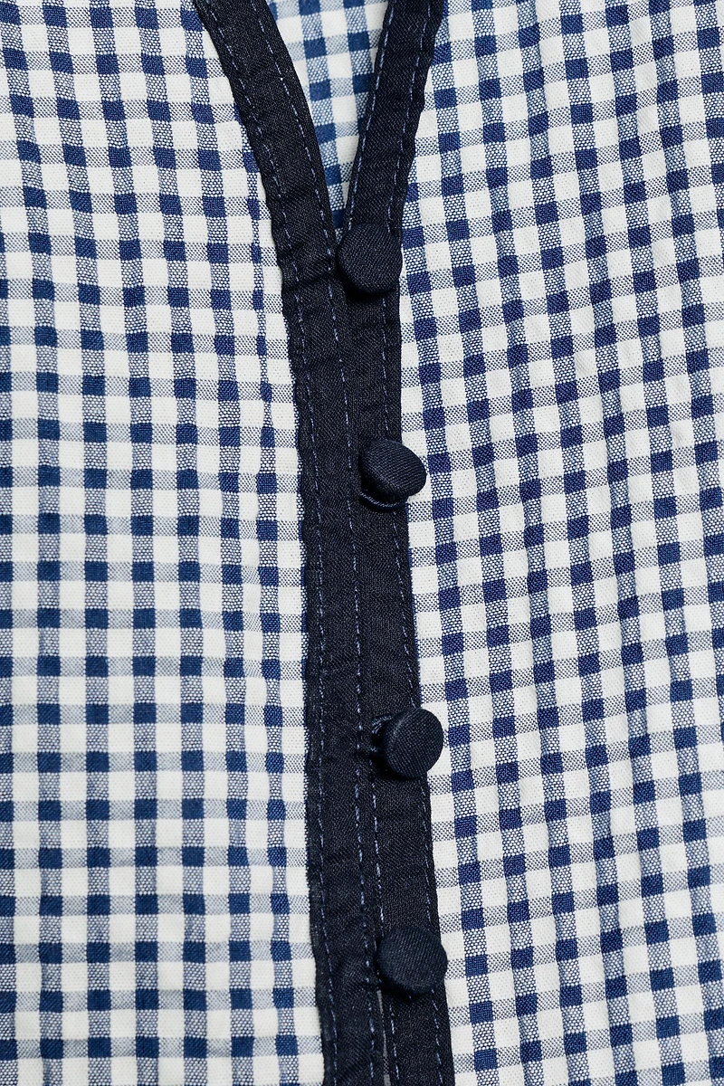 GINGHAM PEPLUM BLOUSE