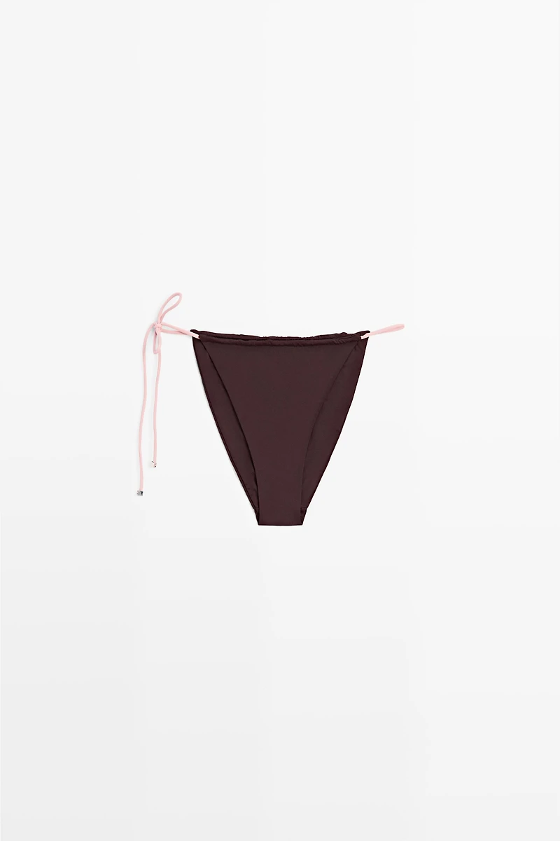 Contrast tie-side bikini bottoms