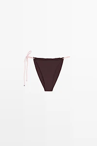 Contrast tie-side bikini bottoms