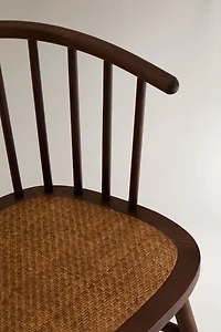 ASH WOOD AND RATTAN CHAIR