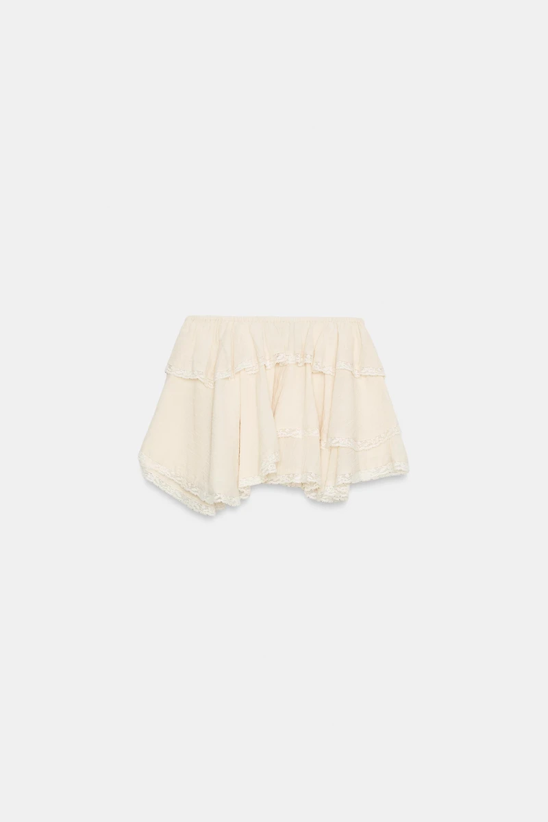 LACE RUFFLED MINI SKIRT