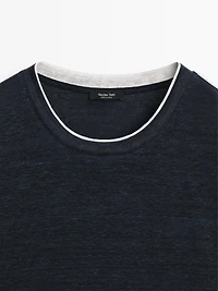 T-shirt en maille contrastant lin mélangé