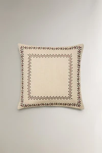 CHRISTMAS THROW PILLOW COVER WITH LEAF BORDER