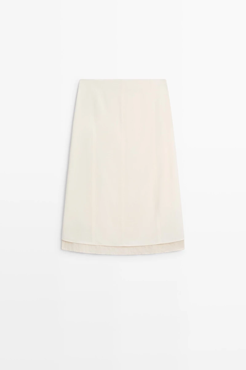 Double-layered midi skirt with seam detail