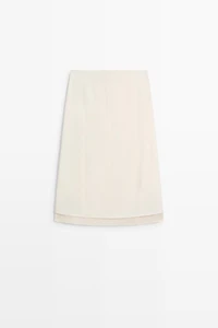Double-layered midi skirt with seam detail